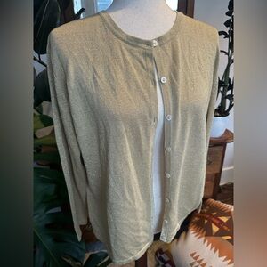 Anna Gray womens gold 83% silk gold metallic cardigan size large vintage